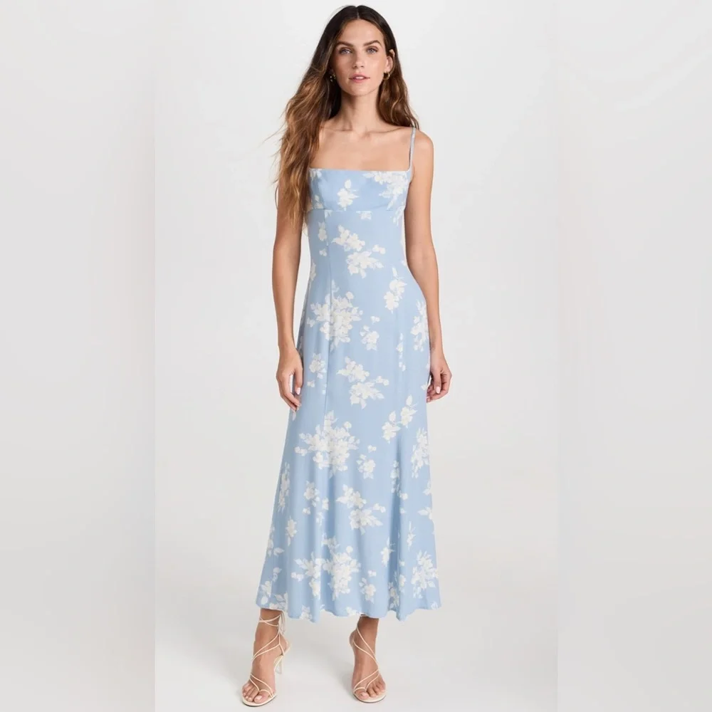 Reformation Liya Dress Bijou Blue dress gown size 6 - Picture 2 of 8